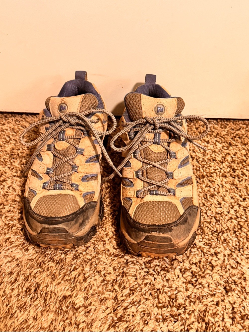 Merrell Women’s Tan and Navy Hiking Sneakers